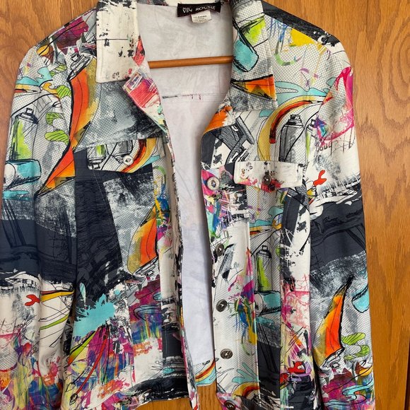 MODE VIN ROUGE Moto-style Jacket. Multi-color. XL - Picture 1 of 4